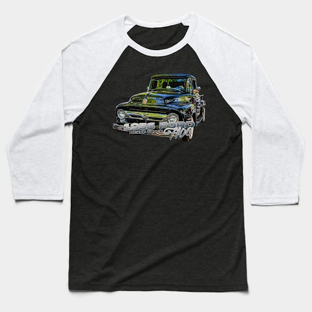 1956 Ford F100 Pickup Truck Baseball T-Shirt by Gestalt Imagery